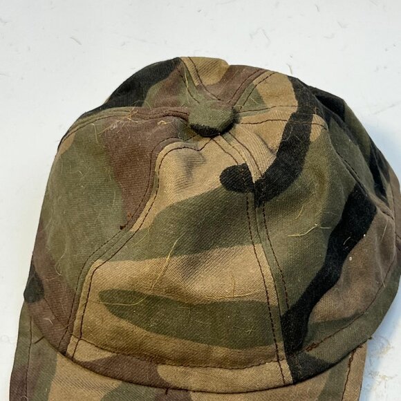 Vintage Woodland Camouflage Military Style Field Cap 6 Panel Snap Brim Hat - Picture 2 of 3